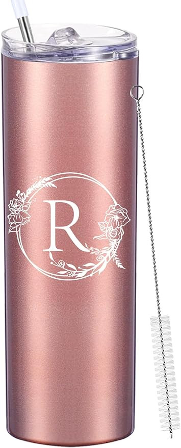 Personalized Tumbler Cup with Initials.Cup with Letter R 20oz Skinny Tumbler.Personalized Travel ... | Amazon (US)