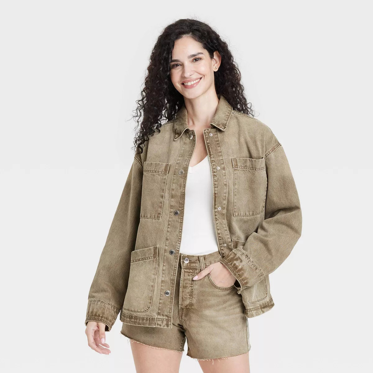 Women's Denim Chore Coat - Universal Thread™ Brown XS | Target