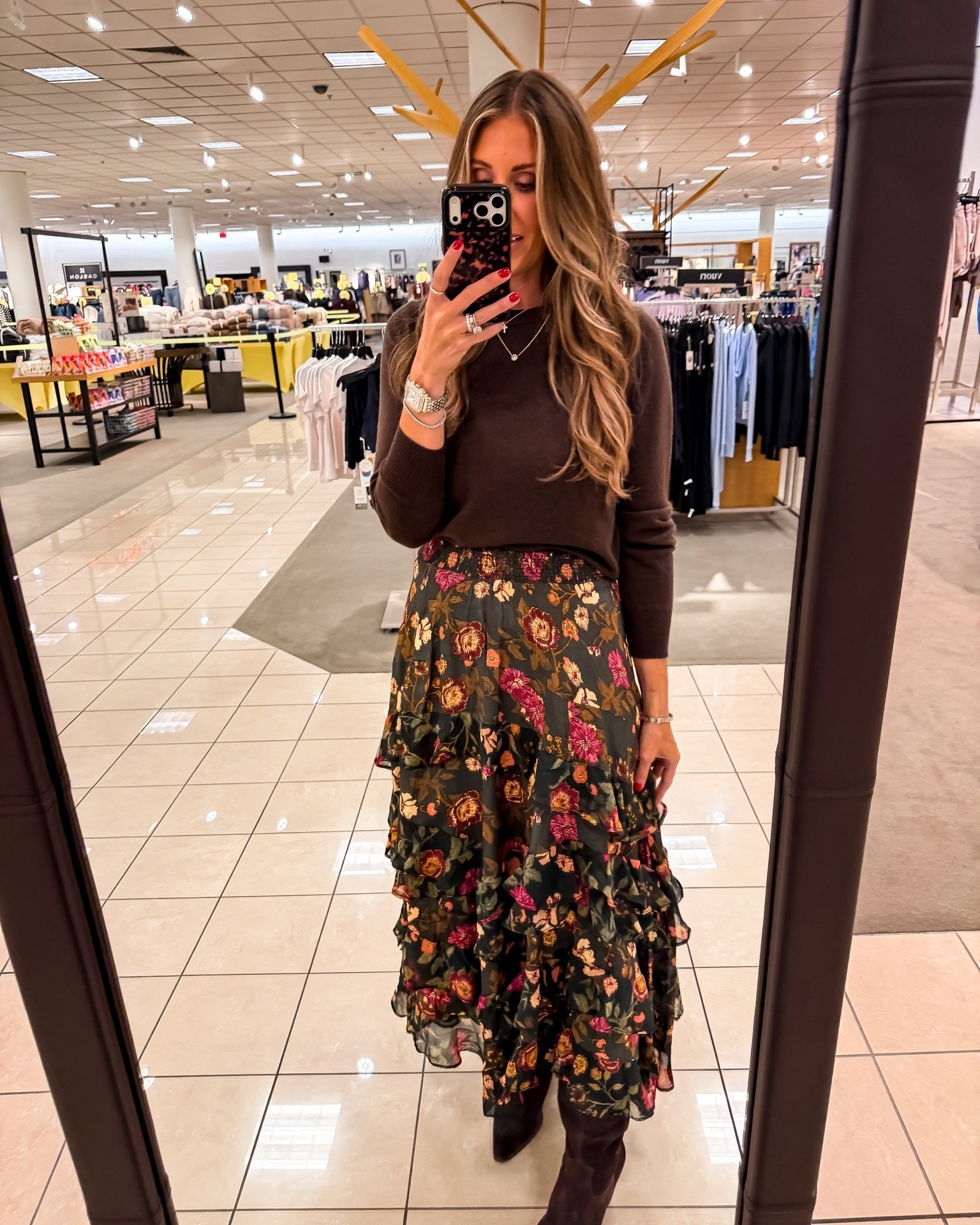 This floral maxi skirt is one of those statement pieces that does all the work for you. The flowy tiers create beautiful movement, the print transitions perfectly into fall, and it’s just as cute with a simple tee as it is with boots and a sweater later in the season.

Size M

floral maxi skirt, fall outfit, boho style, flowy skirt, women’s fashion, transitional outfit, date night look, feminine style, boutique fashion, TheMomInStyle

#LTKootd #LTKSeasonal #LTKOver40