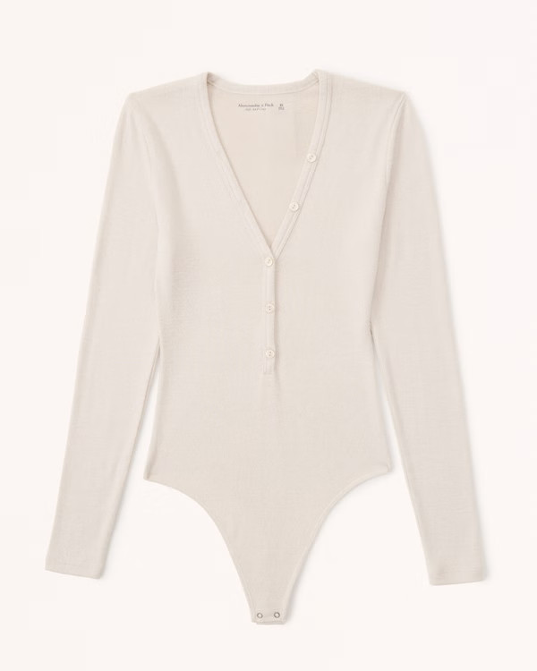 Long-Sleeve Cozy Henley Bodysuit | Abercrombie & Fitch (US)