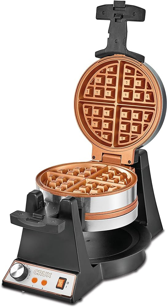 CRUX Double Rotating Belgian Waffle Maker, Keto Chaffles Iron with Nonstick PFOA Free Copper Plat... | Amazon (US)