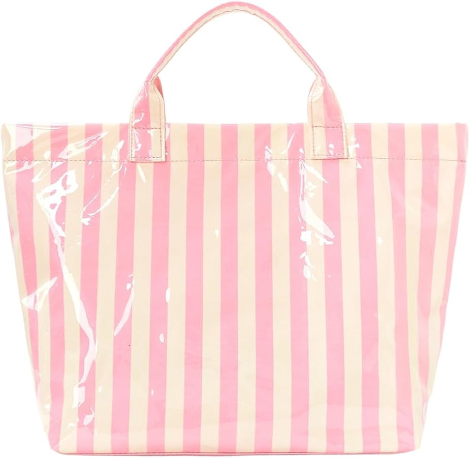 Women’s Waterproof PVC Tote Bag for Women, Large Stripe Plastic Top Handle Oversize Hobo Bag fo... | Amazon (US)