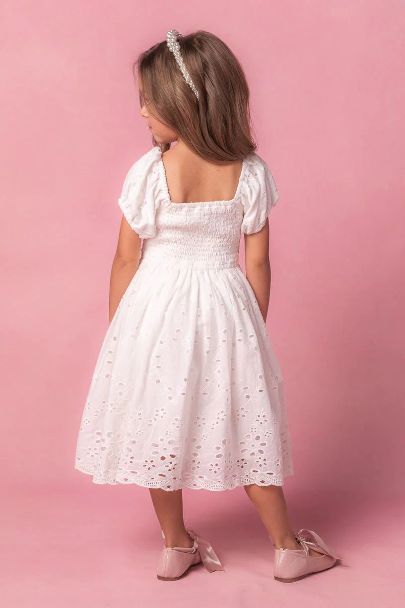 Mini Marigold Dress in White Eyelet | Ivy City Co