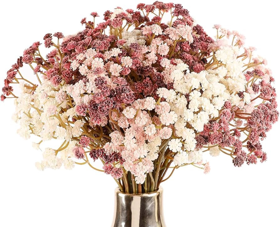 N&T NIETING Baby Breath Flowers Artificial Bulk, 10Pcs Fake Gypsophila Plants Bouquets Flowers Re... | Amazon (US)