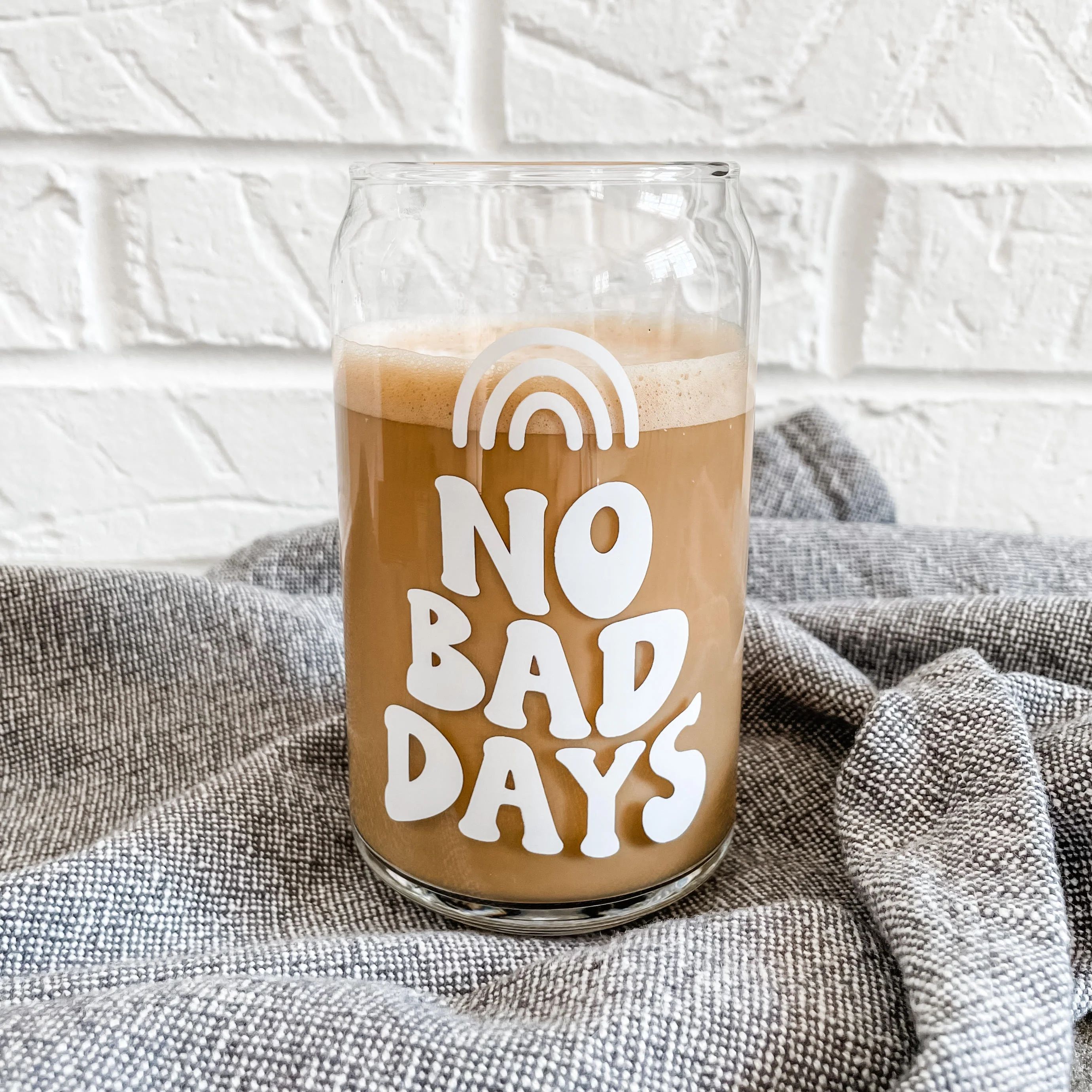No Bad Days Rainbow Beer Can Glass - Specialty Cup | Sweet Mint Handmade Goods