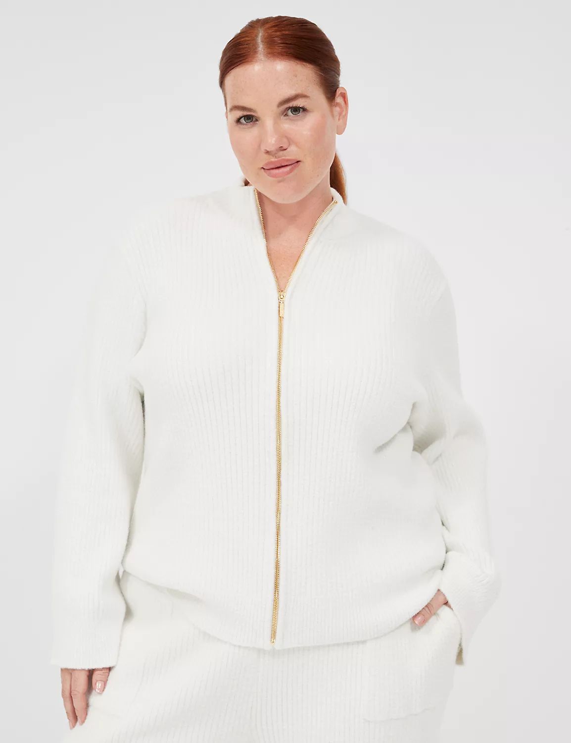 LIVI Lurex Full-Zip Sweater Jacket | LaneBryant | Lane Bryant (US)