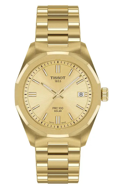 Tissot PRC 100 Solar Quartz Bracelet Watch, 34mm in Champagne /Golden at Nordstrom | Nordstrom
