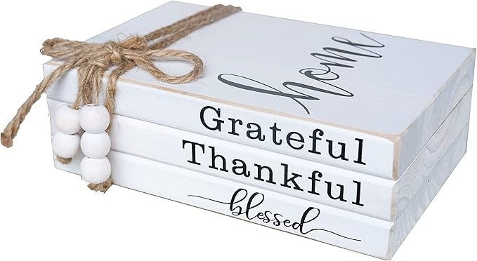 LIVDUCOT Wooden Farmhouse Decor Book Stack | Faux Book Stacks | Set of 3 Stacked Books for Coffee... | Amazon (US)