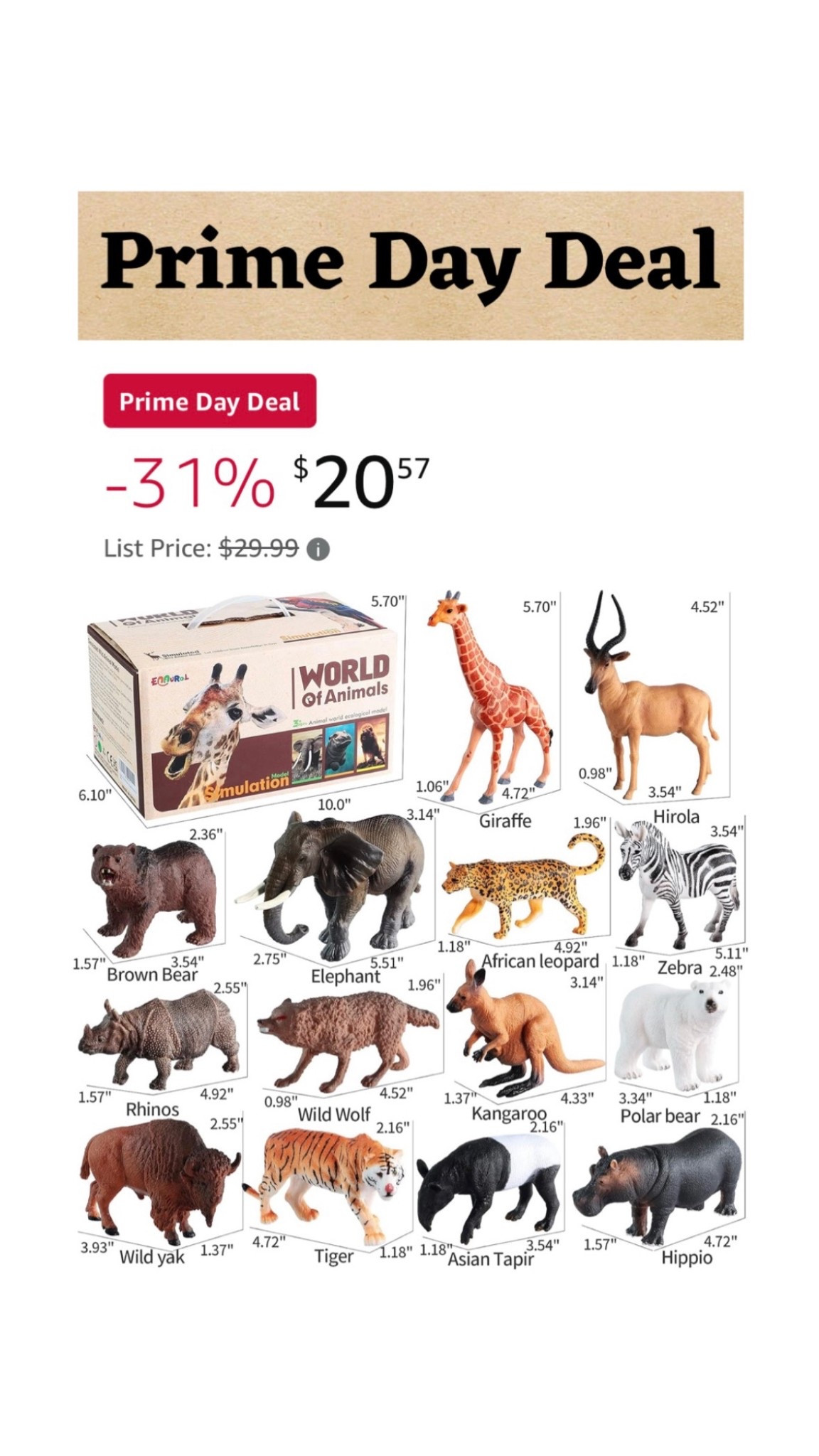 31 Pcs Safari Animals Figures Including 24 Realistic Jungle Playset Toys Zoo Animals for Toddlers 3+ Years Old Ideal Gift for Boys and Girls. Amazon Prime Day Deal

#LTKSaleAlert #LTKFindsUnder50 #LTKKids