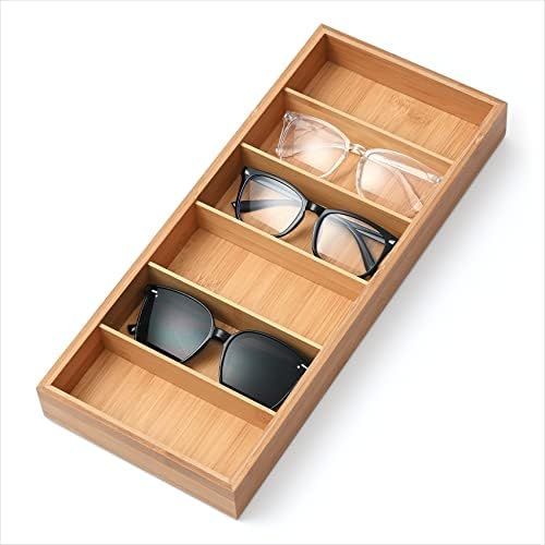 LunaLife Bamboo 6-Slot Sunglasses Trays, Sunglasses Storage Case, Eyeglass Display Organizer Eyewear | Amazon (US)