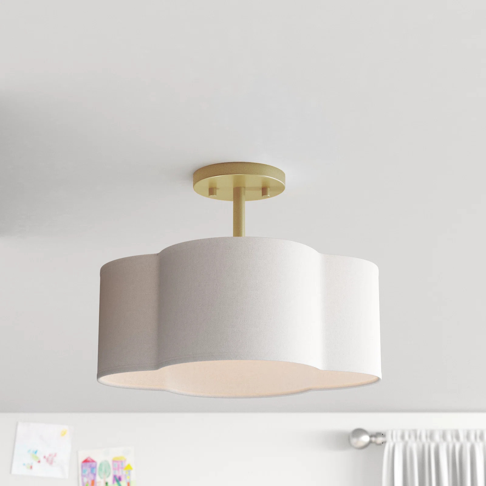 Verwood Fabric Semi Flush Mount | Wayfair North America