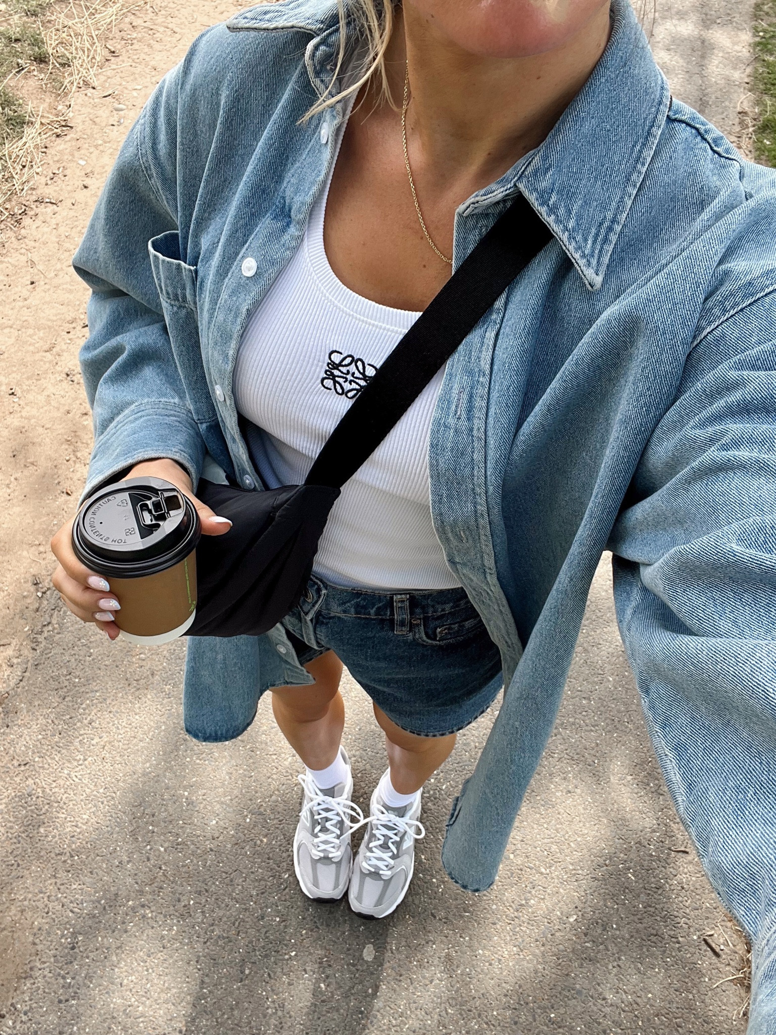 Sunday calls for double denim 🩵 The perfect weekend outfit for running errands, the food shop or the coffee run. 

New balance 530 trainers grey 
Denim shirt 
Denim shorts 
Uniqlo round mini shoulder bag 

#LTKeurope #LTKunder50