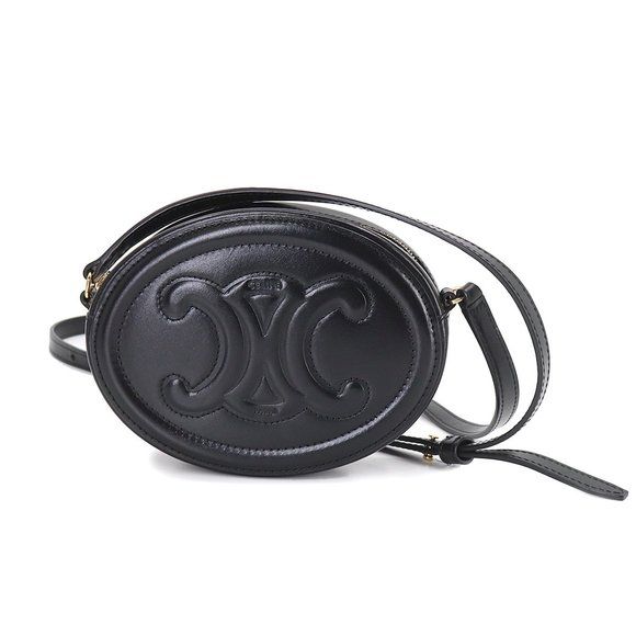 Celine CELINE Oval Purse Cuir Triomphe Shoulder Bag Leather Black 10I703DPQ G... | Poshmark