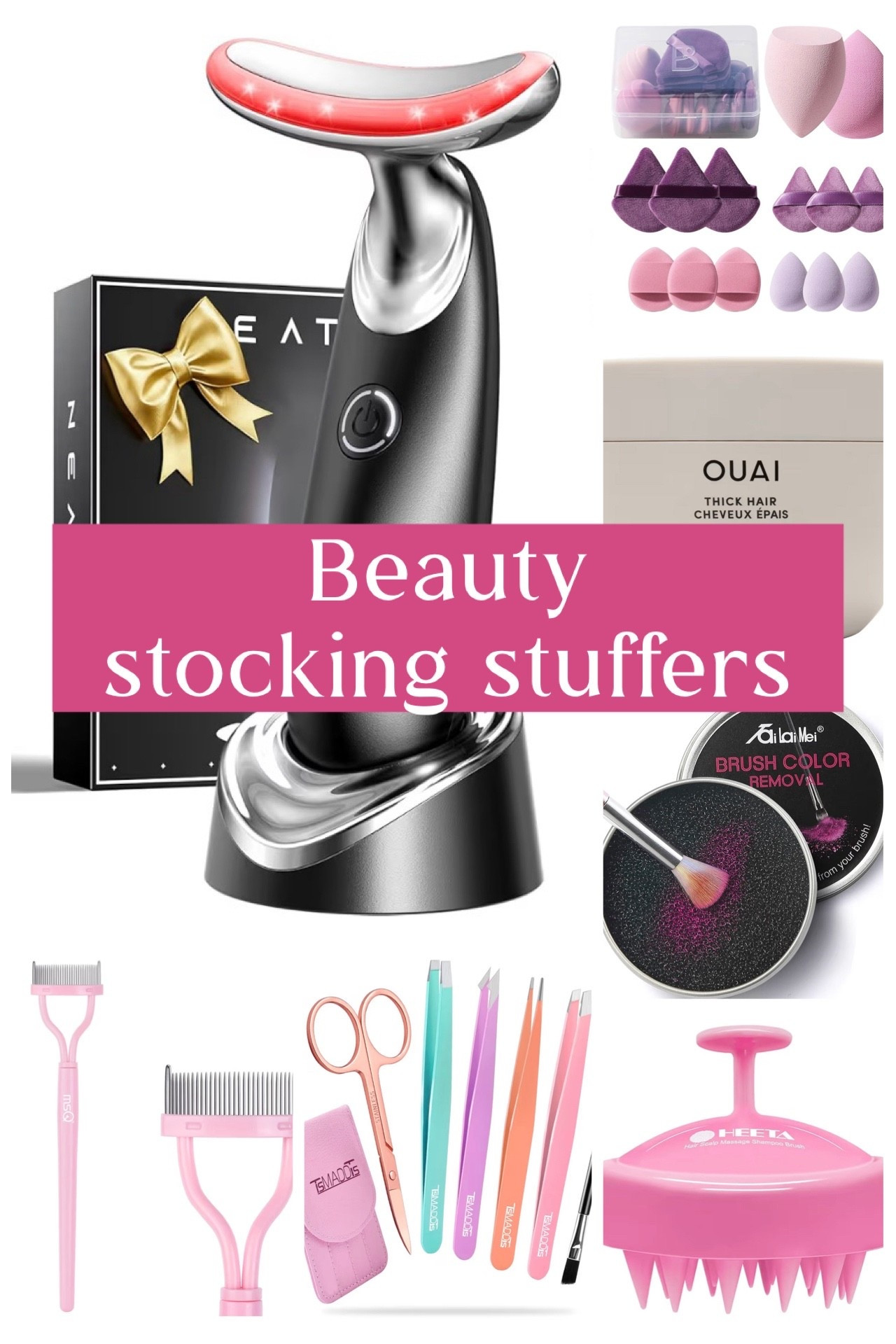 Beauty Stocking Stuffers She’ll Actually Use 🎀✨

These beauty stocking stuffers are the kind of little luxuries that feel thoughtful and practical 💕 From everyday makeup tools to pampering self-care favorites, everything here is affordable, giftable, and perfect for filling stockings, gift baskets, or last-minute beauty gifts.

I love mixing higher-end treats like the OUAI Thick Hair Mask with budget-friendly essentials like makeup sponges, tweezers, and brush cleaning tools — it makes the whole gift feel elevated without breaking the bank 🎄💄 The scalp massager and jade roller are always crowd-pleasers for a spa-at-home moment, and the red light face and neck tool is such a fun “wow” gift that still fits in a stocking. Add in vanity organizers, spa headbands, and heat-resistant makeup mats, and you’ve got a beauty lineup anyone would be excited to unwrap ✨

Perfect for moms, sisters, teens, friends, teachers, or anyone who loves skincare, hair care, and beauty gadgets — these are easy wins for holiday gifting 🎁💗

beauty stocking stuffers, holiday beauty gifts, affordable beauty finds, amazon beauty gifts, skincare tools, makeup accessories, hair care gifts, self care gifts for her, small beauty gifts, stocking stuffer ideas for women, beauty gifts under $40

#LTKmorningroutine #LTKBeauty #LTKGiftGuide