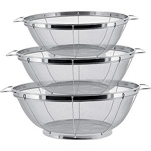 U.S. Kitchen Supply - 3 Piece Colander Set - Stainless Steel Mesh Strainer Net Baskets with Handl... | Amazon (US)