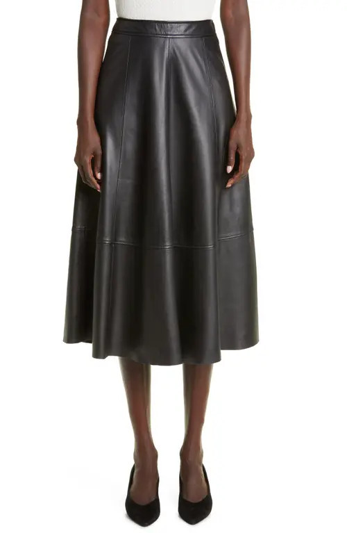 CO Leather A-Line Skirt in 001 Black at Nordstrom, Size Medium | Nordstrom