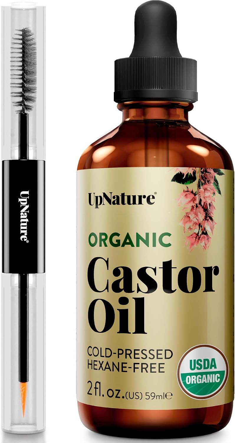 UpNature Castor Oil Eyelash & Eyebrow Growth Serum, USDA Organic, 2oz | Amazon (US)