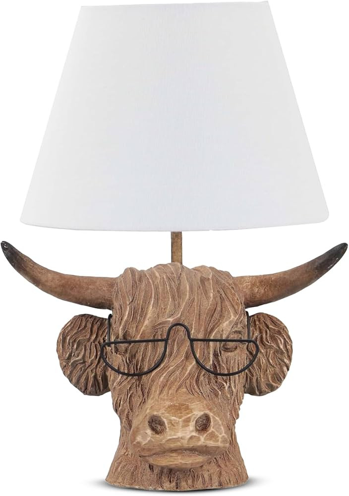 Cow Wearing Glasses Corded Table Lamp – Distressed Faux Taxidermy – Resin & Metal Animal Lamp... | Amazon (US)