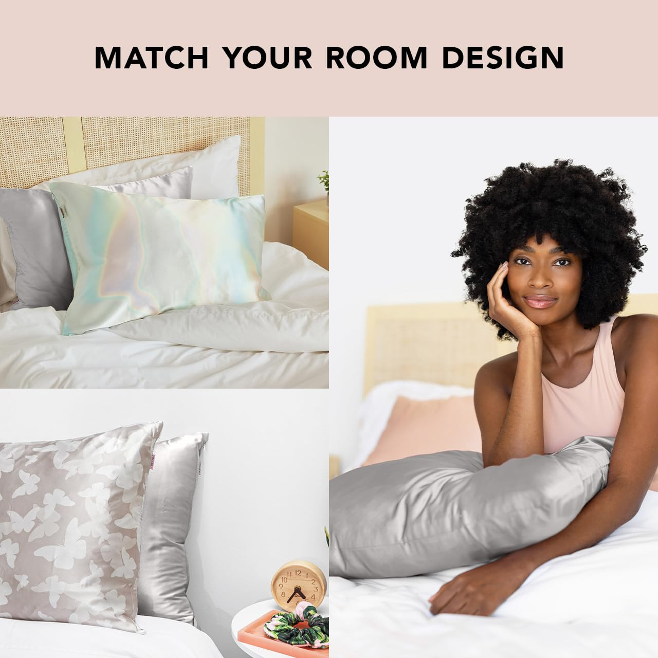 Kitsch Satin Pillowcase with Zipper for Hair & Skin, Softer Than Silk Pillow Cases Queen, Wrinkle... | Amazon (US)