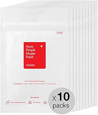 COSRX Acne Pimple Master Patch 240 Patches (10 Packs of 24 Patches) | A.D.F. Hydrocolloid Dressin... | Amazon (US)