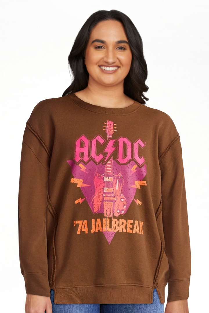 Time and Tru Women's AC/DC Rock Poster Graphic Sweatshirt, Sizes XS-3XL | Walmart (US)