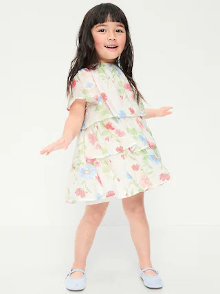 Short-Sleeve Tiered Swing Dress for Toddler Girls | Old Navy (US)