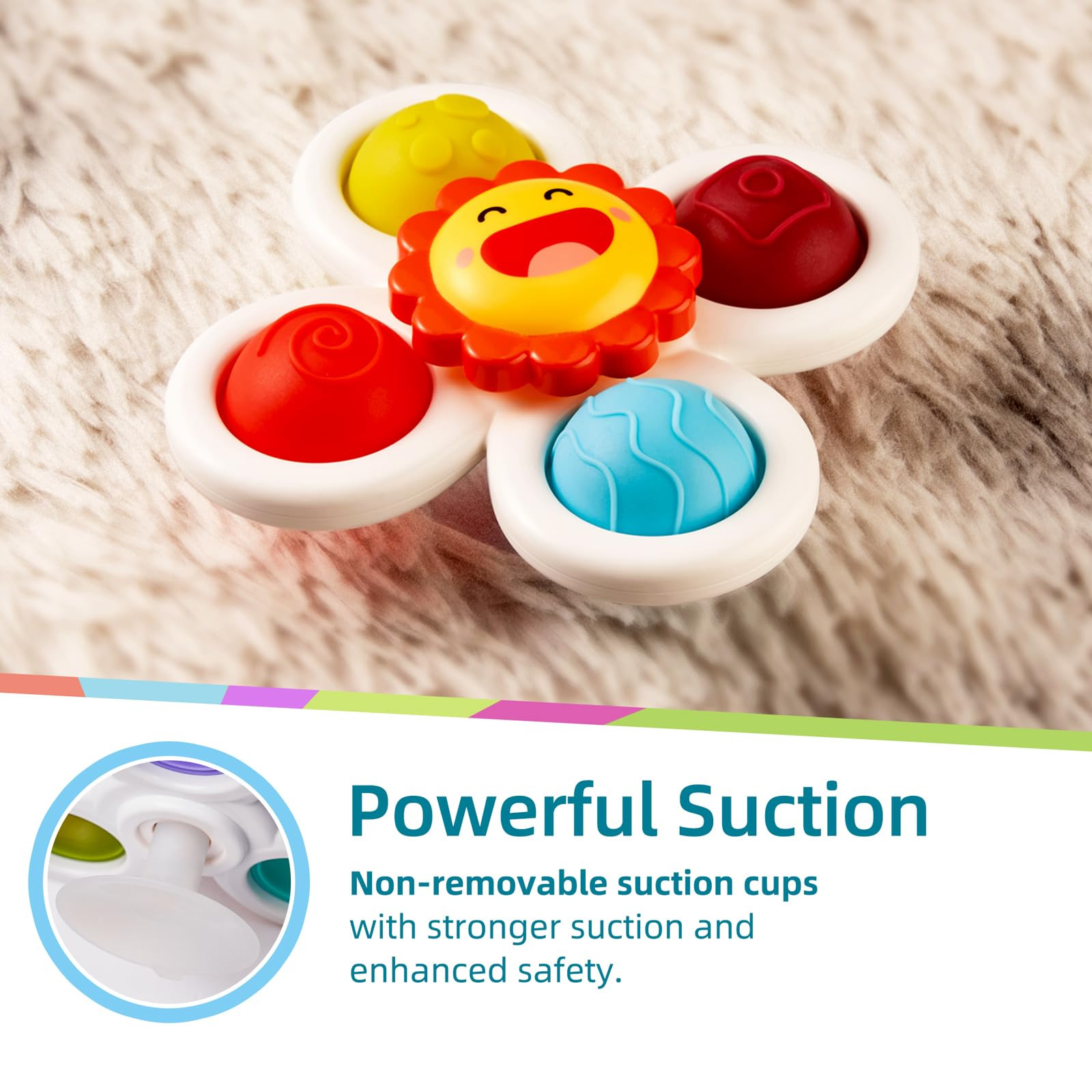LiKee Strong Suction Cup Fidget Rotating Sensory Bath Toys for Baby, Airplane Car Travel Table & ... | Amazon (US)