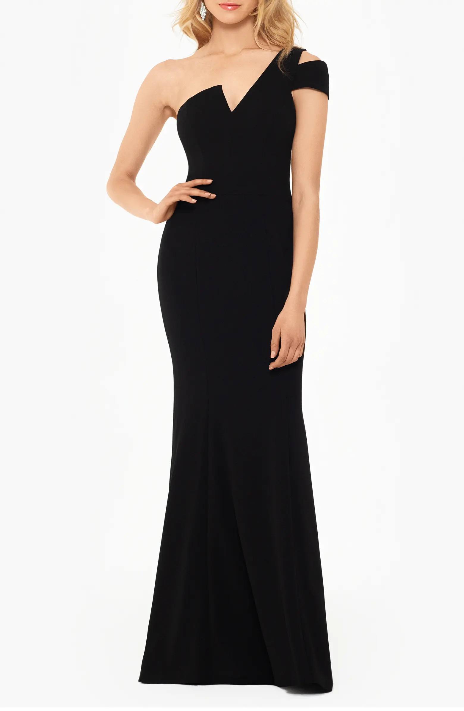 One-Shoulder Scuba Crepe Gown | Nordstrom