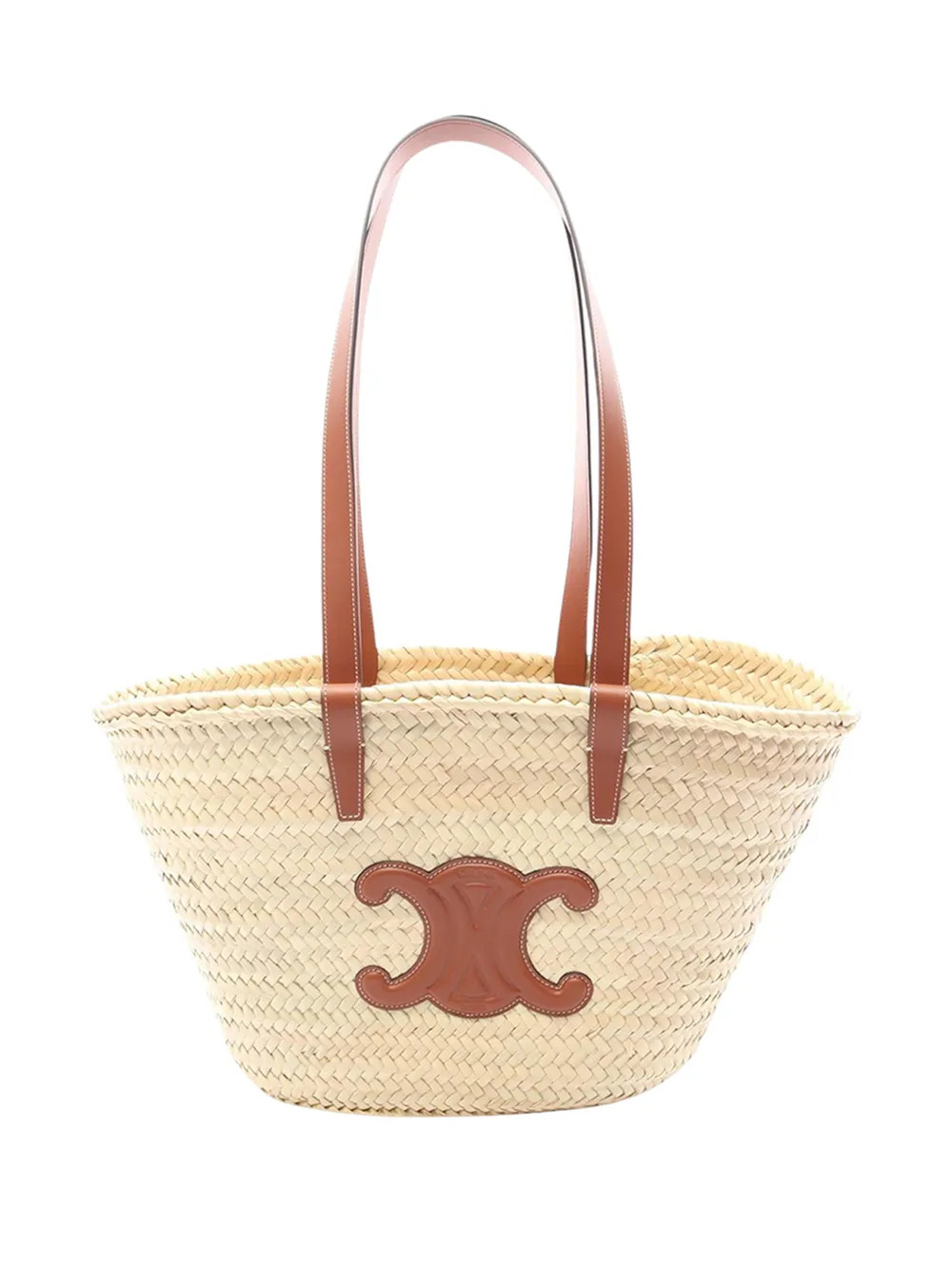 Celine Pre-Owned 2021-2026 Mittelgroßer Raffia Cuir Triomphe Classic Panier Tote Bag | Nude | FA... | Farfetch Global