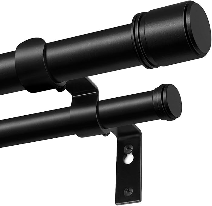 Double Curtain Rod 66 to 120 Inch, HOTOZON 1 Inch Heavy Duty Double Curtain Rods for Windows 54 t... | Amazon (US)