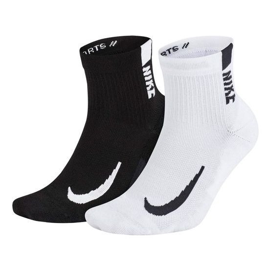 Nike Multiplier Running Ankle Socks (2 Pair) White/Black SX7556-906 | KICKS CREW