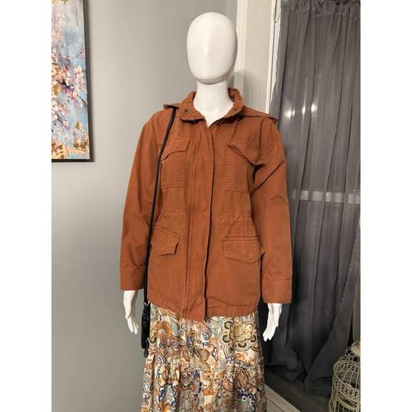 Y2K Universal Thread Burnt Orange Jacket with Hood Utility Chic Streetcore | Poshmark