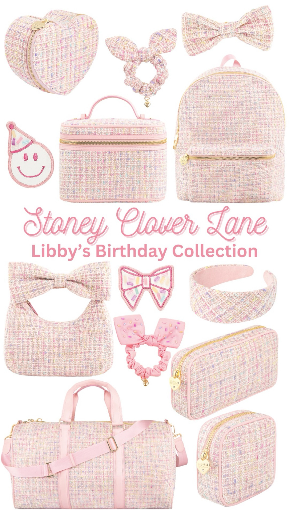 Stoney Clover Lane Pink Tweed Collection 😍 Pink tweed vanity case, pink tweed handbag, pink tweed duffle bag, pink travel bags, pink travel pouch 

#LTKSeasonal #LTKitbag #LTKGiftGuide