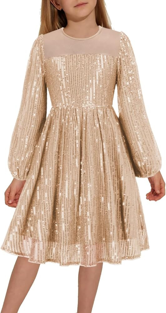 Danna Belle Girl Sequin Party Dress Formal Birthday Pageant Sparkle Fancy Prom Long Sleeve Dresse... | Amazon (US)