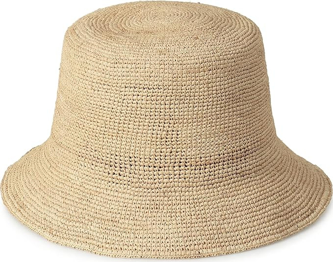 Women Raffia Straw Bucket Hat Summer Woven Beach Sun Hat Handmade Natural Raffia Foldable Cap | Amazon (US)