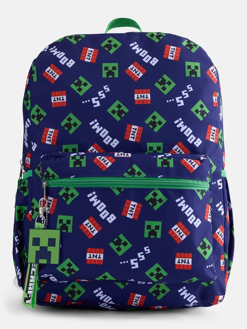 Minecraft Kids' 17" Fun Day Print Laptop Backpack, Navy | Walmart (US)