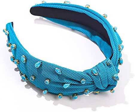 Beaded Knotted Women Headband Luxury Jeweled Embellished Top Hairband Fashion Elegant Ladies Hair... | Amazon (US)