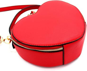 Cute Heart Shape Girls Womens Vegan Leather Small Handle Satchel Crossbody Purse | Amazon (US)