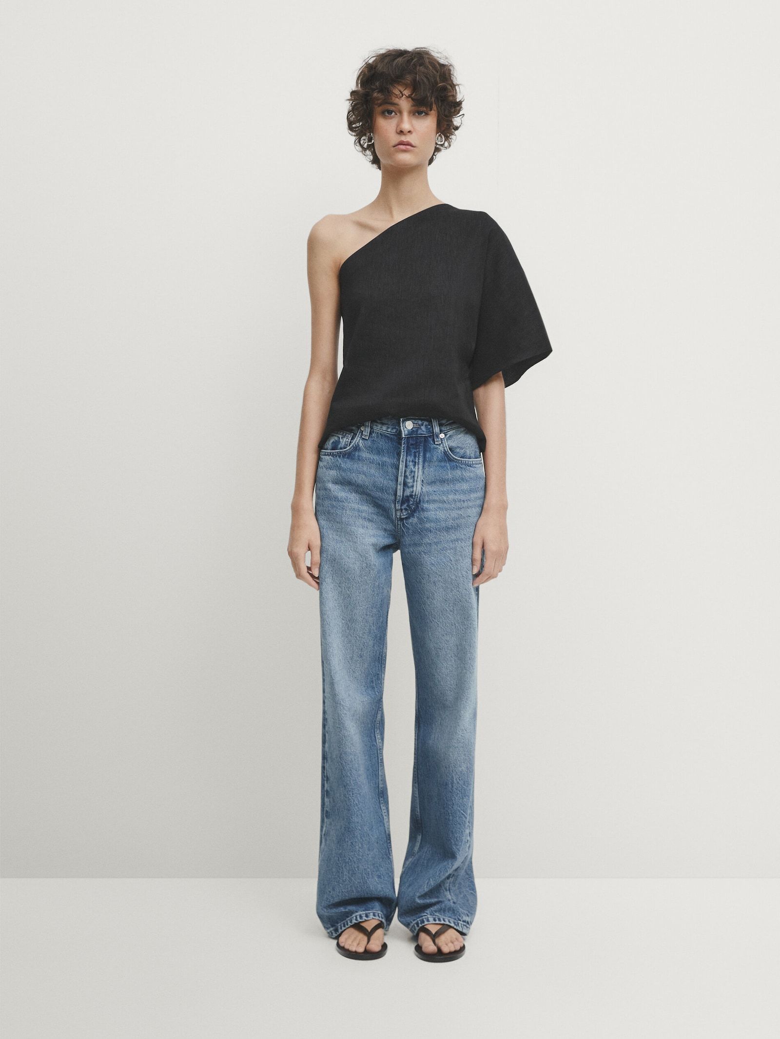 Wide-leg high-waist jeans | Massimo Dutti (US)