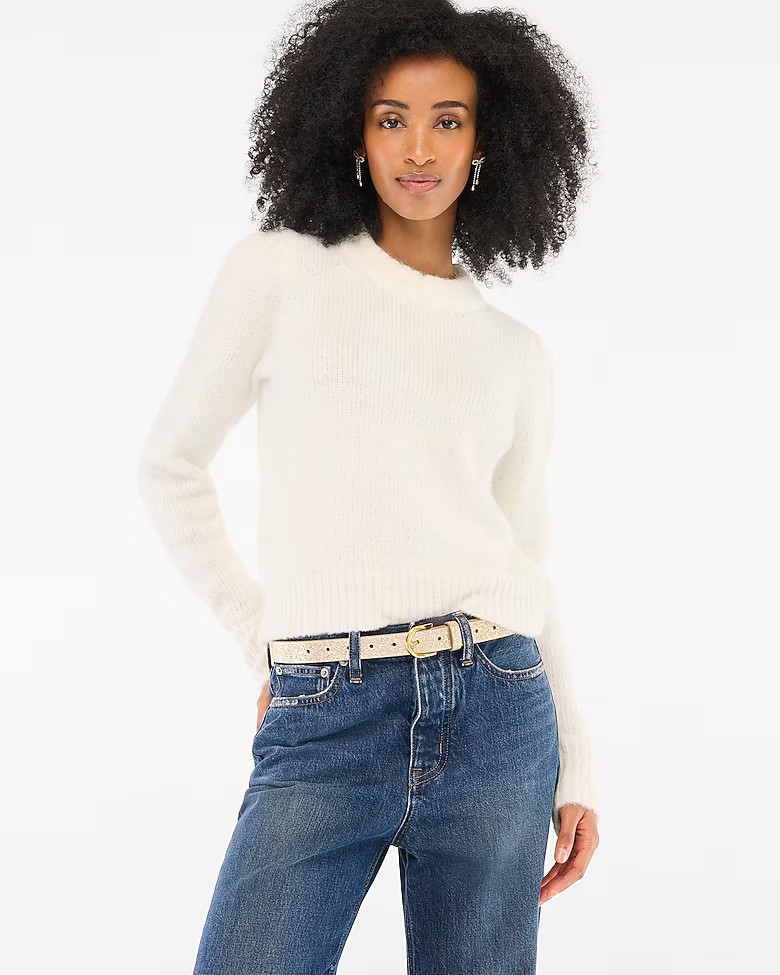 Fuzzy puff-sleeve sweater | J.Crew Factory