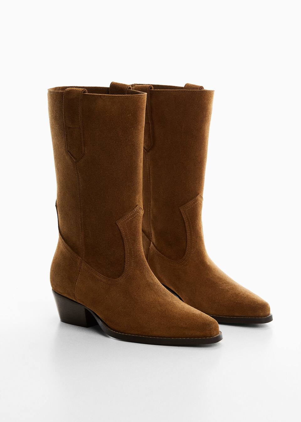 Cowboy leather boots -  Women | Mango USA | MANGO (US)