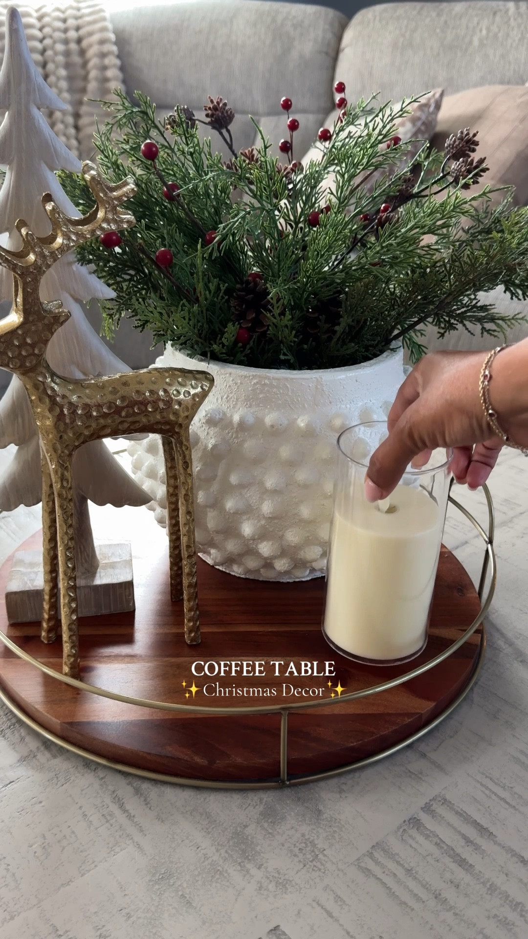 Simple Coffee Table styling for Christmas. The wooden tree is from #HobbyLobby 🎄✨ #ChristmasDecor

#LTKHome #LTKHoliday