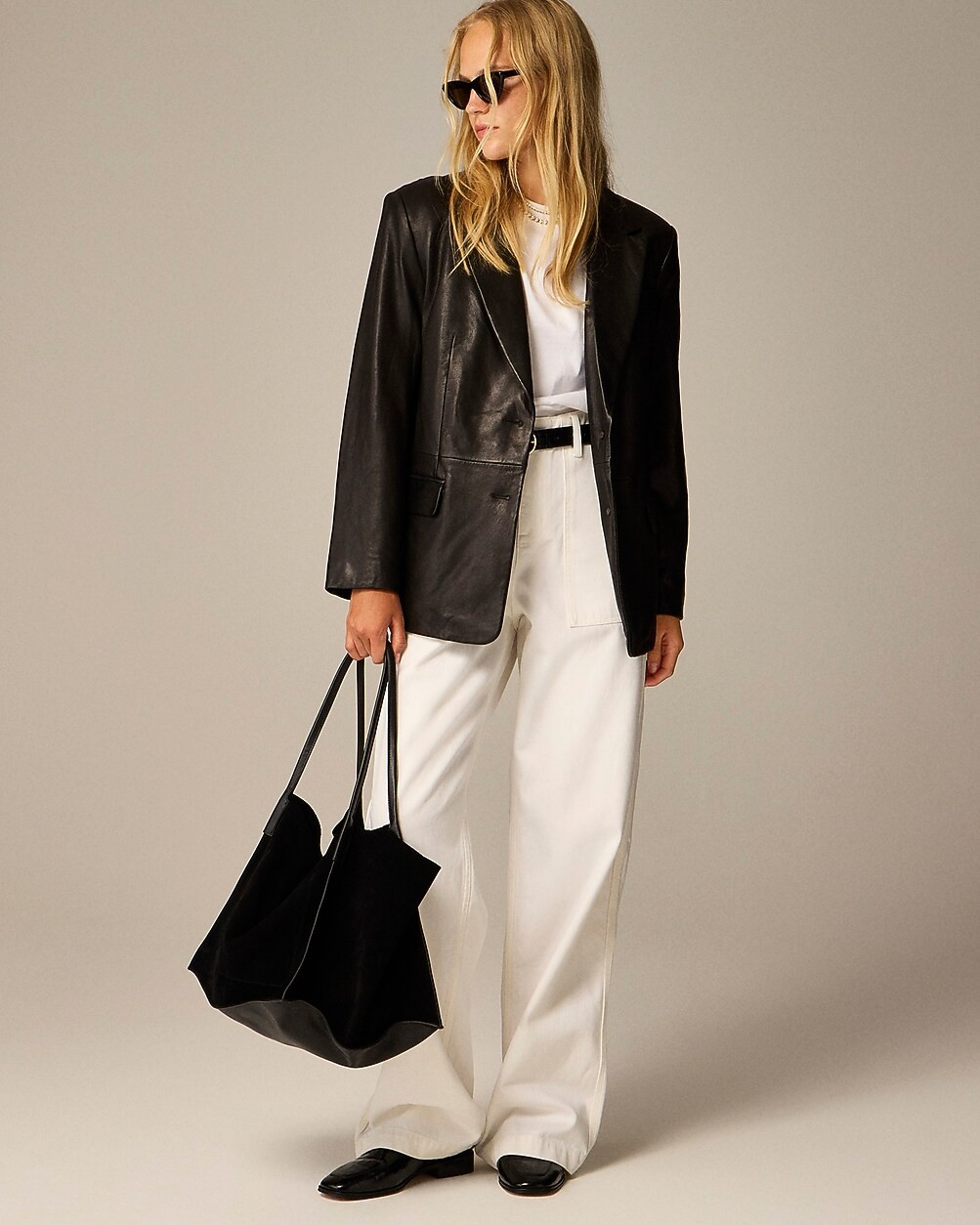 Collection relaxed blazer in leather | J. Crew US