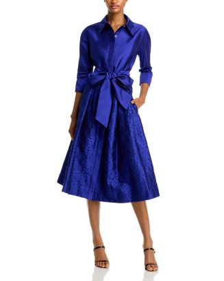 Teri Jon by Rickie Freeman Embroidered Sash Belt Shirt Dress | Bloomingdale's Women | Bloomingdale's (AU)