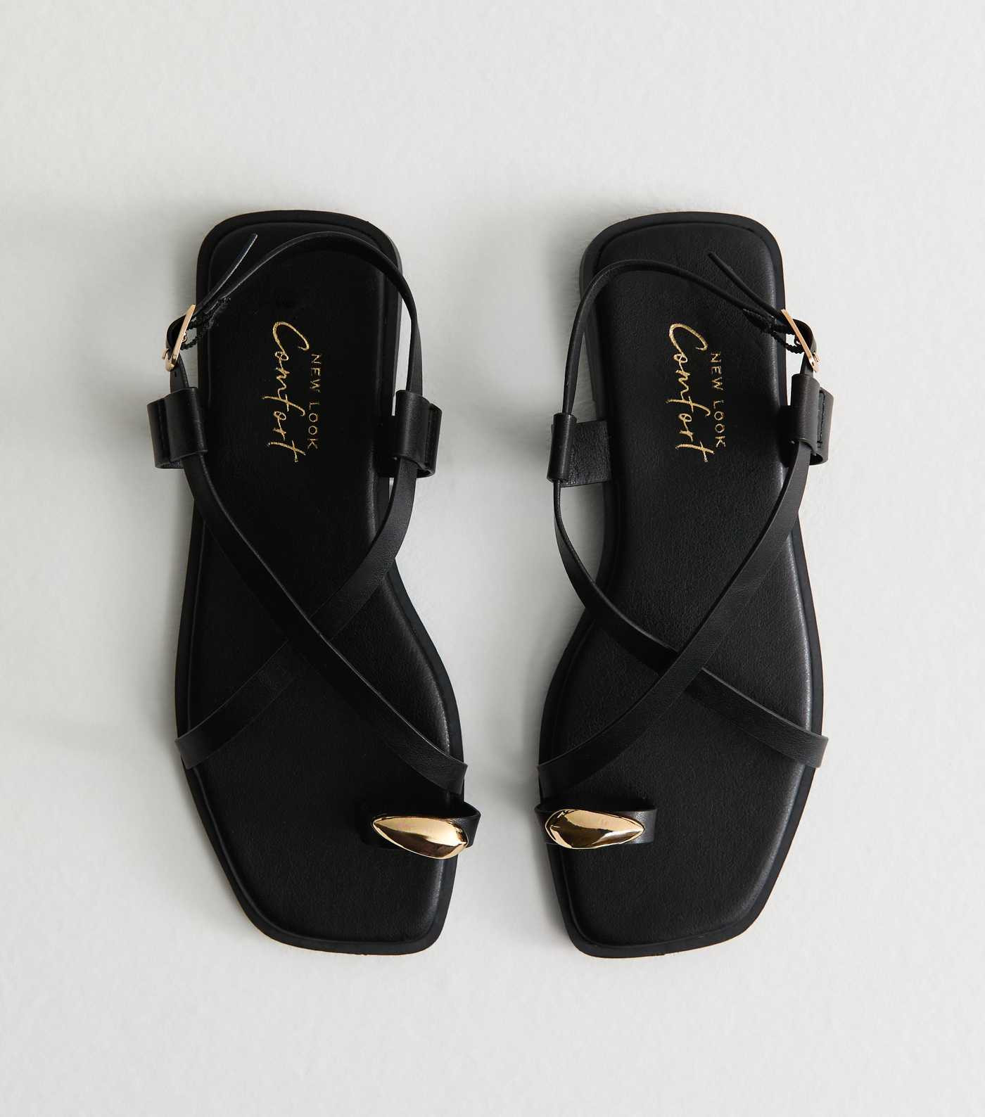 Black Crossover Strap Faux Leather Sandals
						
						Add to Saved Items
						Remove from Save... | New Look (UK)