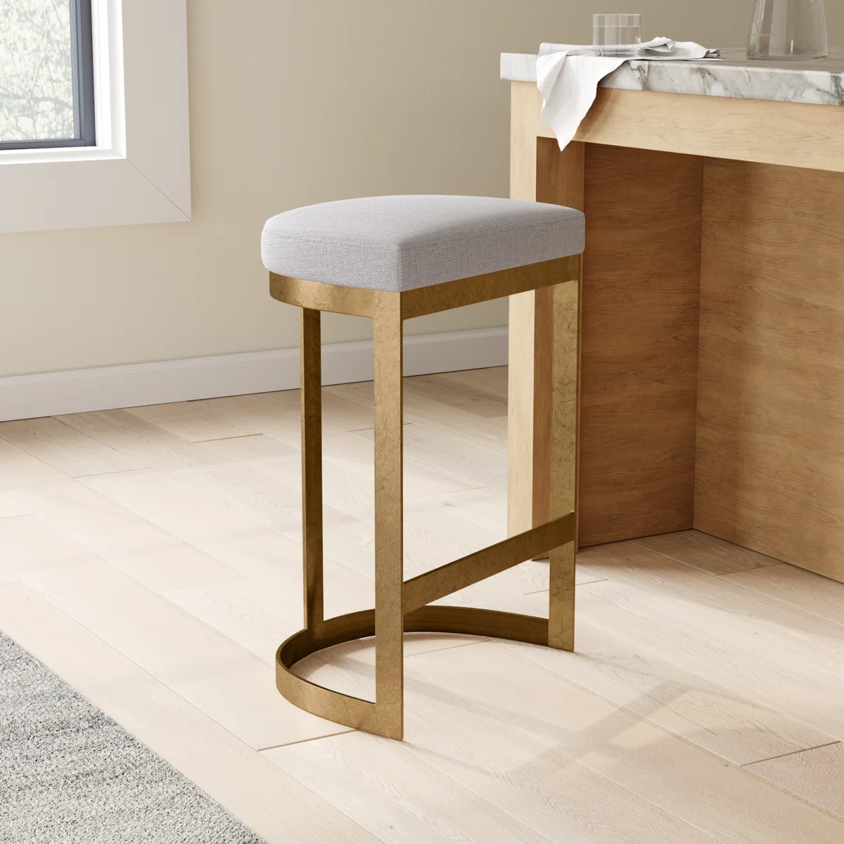 Fleta Upholstered Counter Stool with Metal Frame | Wayfair North America