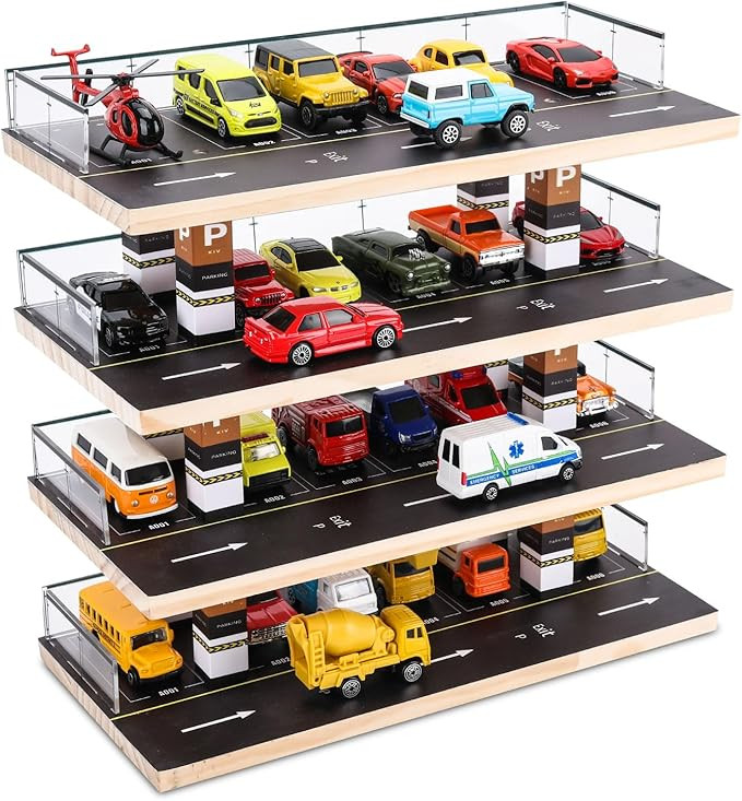Display Case for Hot Wheels & Matchbox, 1/64 Scale Diecast Toy Car Storage, Parking Garage Dioram... | Amazon (US)