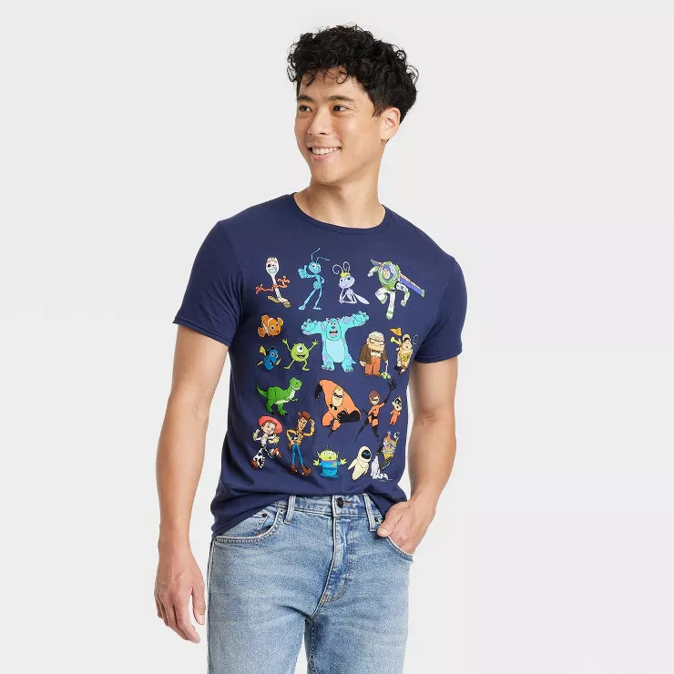 Men's Disney Pixar Short Sleeve Graphic T-Shirt - Navy | Target