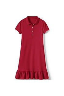 School Uniform Girls Short Sleeve Knit Bottom Ruffle Dress | Lands' End (US)