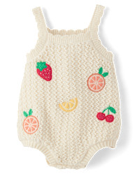 Baby Girls Sleeveless Crochet Applique Fruit Romper - Amalfi Coast - WHITE | Gymboree | Gymboree